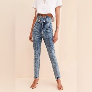 Alice McCall We Dissolve High Waist Acid-wash Straight Tapered Jeans Size 6